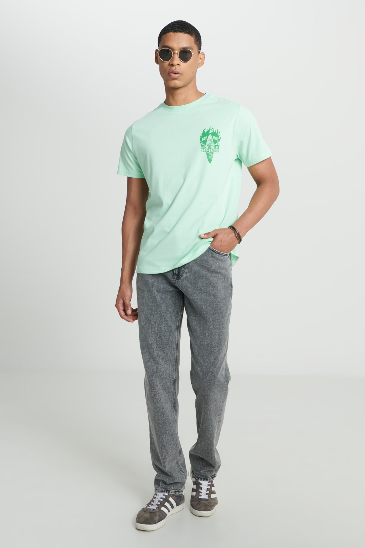 Lee Erkek T-Shirt L231288299 Light Green