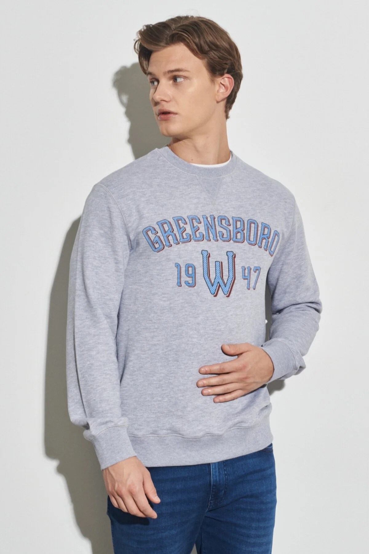 Wrangler Erkek S-Shirt W222562 Mid Grey Melange