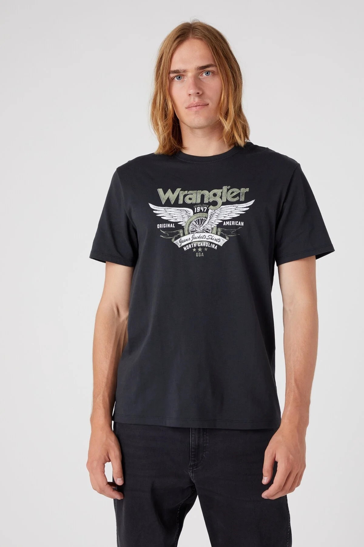 Wrangler Erkek T-Shirt W70PEEXV6 Faded Black